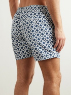 Frescobol Carioca - Ipanema Weave Straight-Leg Mid-Length Printed Recycled Swim Shorts - Blue