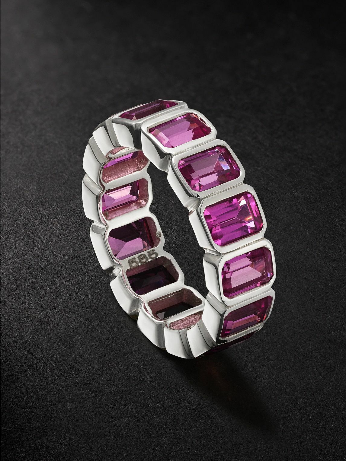 42 Suns - 14-Karat White Gold Pink Sapphire Eternity Ring - Pink
