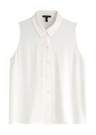 Eileen Fisher Sleeveless Silk-georgette Shirt Ivory