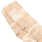 RoToTo Tie Dye Ribbed Crew Sock in Clay Beige