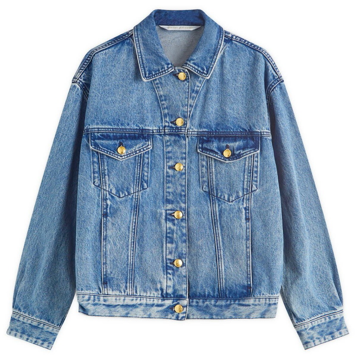 Photo: Palm Angels Women's Jungle Denim Over Jacket in Blue/Green