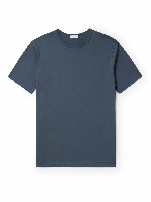 Photo: Sunspel - Slim-Fit Cotton-Jersey T-Shirt - Blue