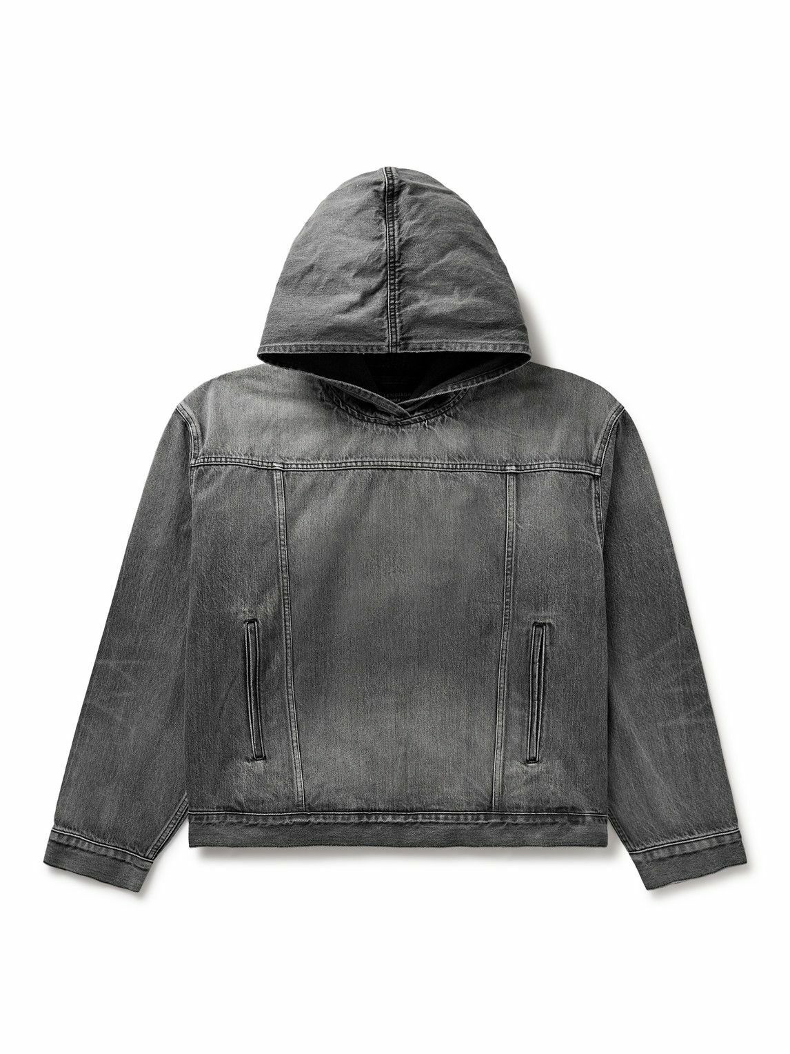 Balenciaga - Distressed Denim Hooded Jacket - Black Balenciaga