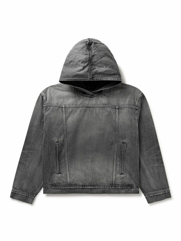 Photo: Balenciaga - Distressed Denim Hooded Jacket - Black