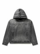 Balenciaga - Distressed Denim Hooded Jacket - Black
