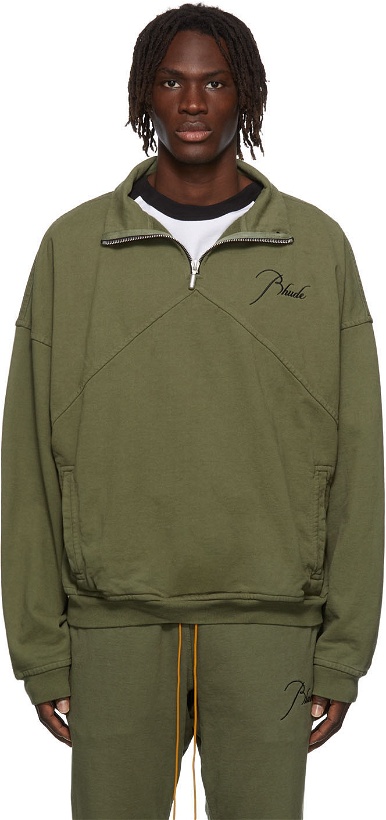 Photo: Rhude Embroidered Quarter-Zip Sweater
