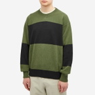 MHL by Margaret Howell Men's Block Stripe Crew Sweat in Green/Black