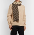 Gucci - Fringed Logo-Jacquard Wool Scarf - Neutrals