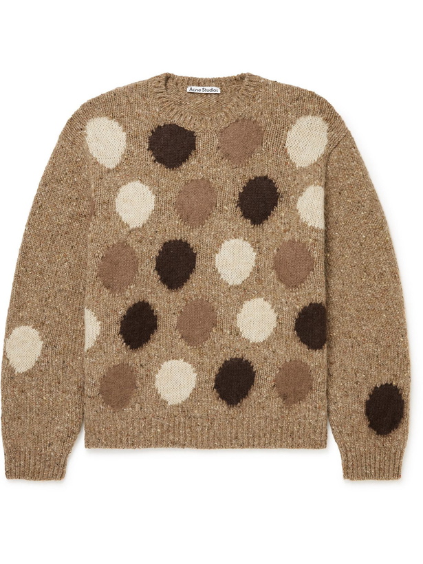 Photo: Acne Studios - Oversized Polka-Dot Intarsia Wool Sweater - Brown