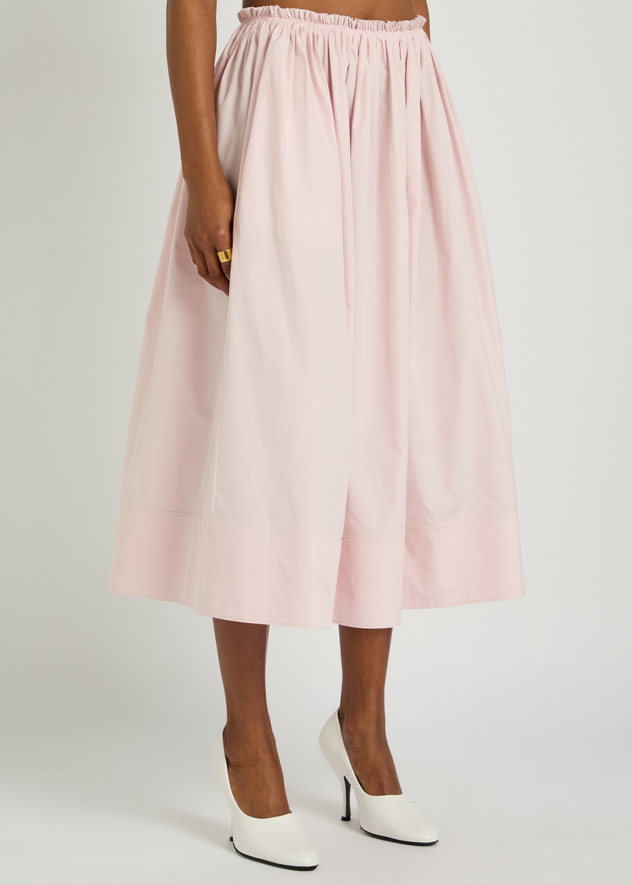 Gabriela Hearst Shiva Cotton-poplin Midi Skirt Light Pink