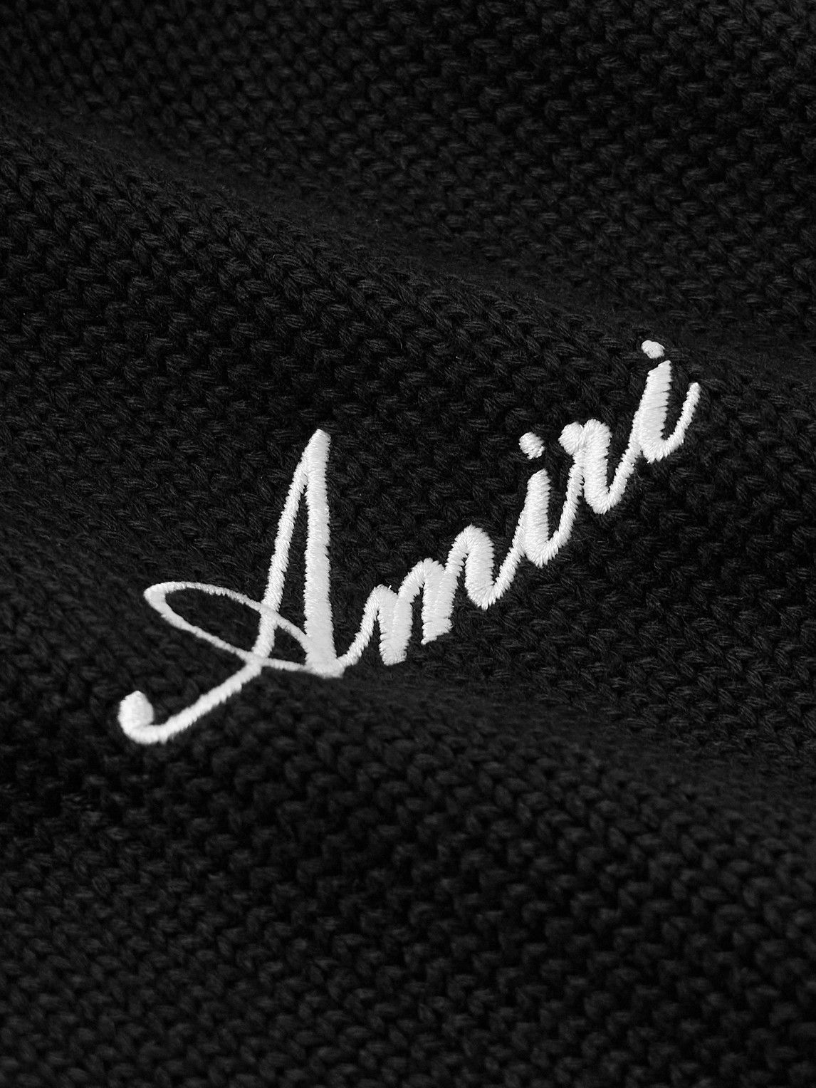 AMIRI - Bones Logo-Embroidered Intarsia-Knit Cotton-Blend Hoodie - Black