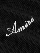 AMIRI - Bones Logo-Embroidered Intarsia-Knit Cotton-Blend Hoodie - Black