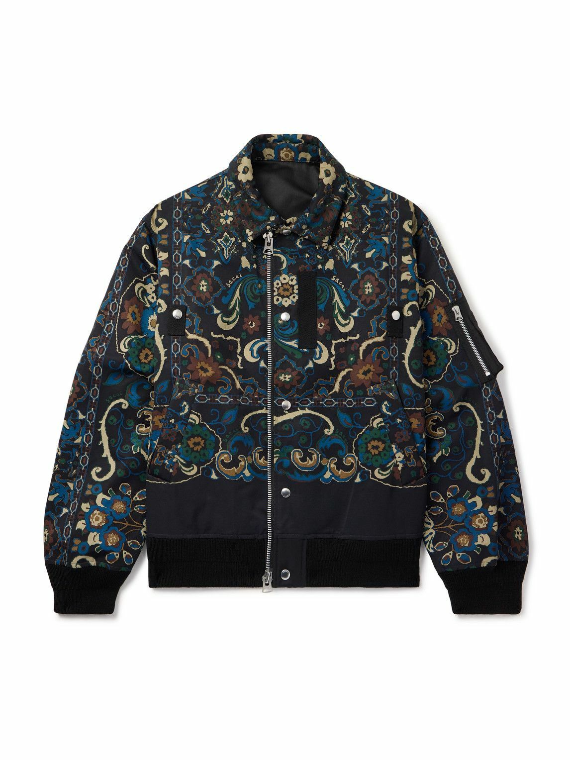 sacai Black & Khaki Mix Knit Bomber Jacket Sacai
