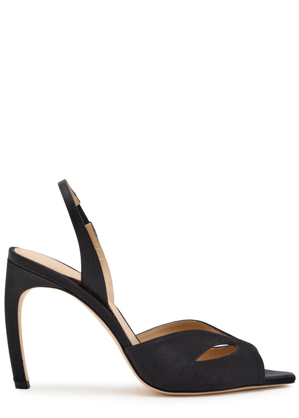 Photo: Victoria Beckham Harlow 100 Satin Slingback Sandals Black