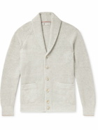 Brunello Cucinelli - Shawl-Collar Ribbed Cotton and Linen-Blend Cardigan - Neutrals