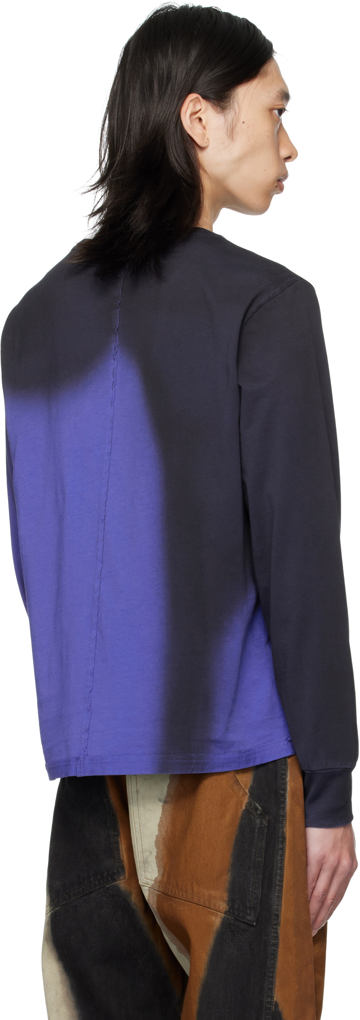 Eckhaus Latta Black & Blue Lapped Long Sleeve T-shirt