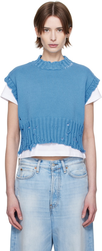 Photo: Marni Blue Cotton Sleeveless Crewneck Sweater