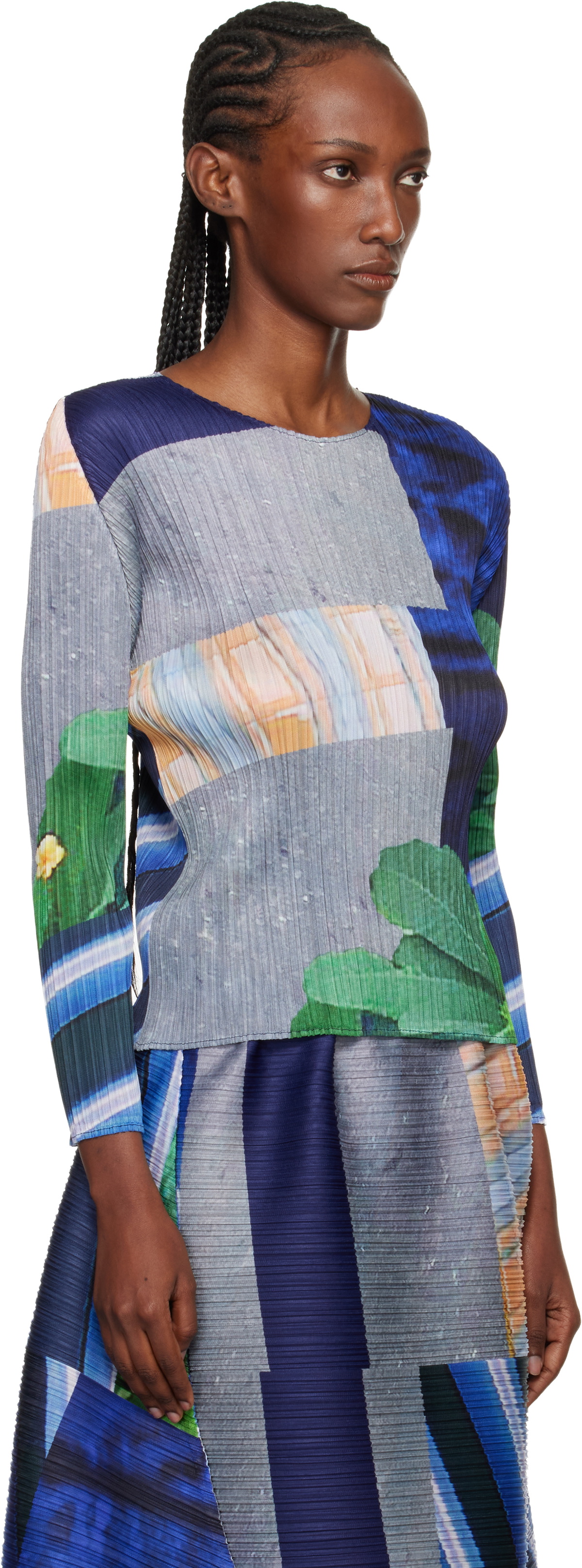 PLEATS PLEASE ISSEY MIYAKE Gray & Navy City Collage T-shirt