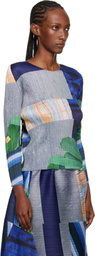 PLEATS PLEASE ISSEY MIYAKE Gray & Navy City Collage T-shirt
