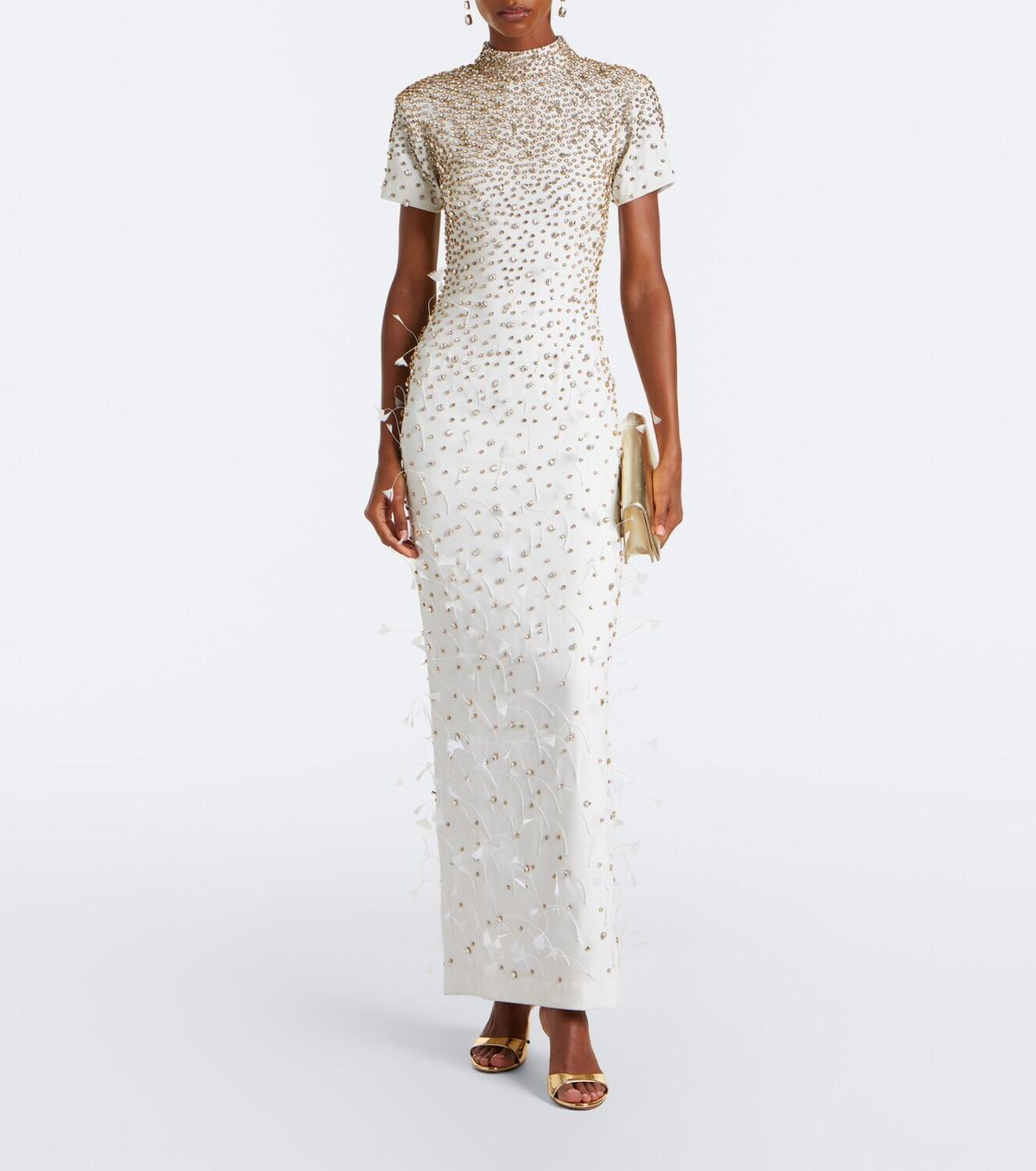 Là Fuori Seraphina embellished feather-trimmed gown