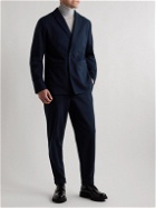 Sunspel - Casely Hayford Reburn Double-Breasted Waffle-Knit Cotton-Blend Suit Jacket - Blue