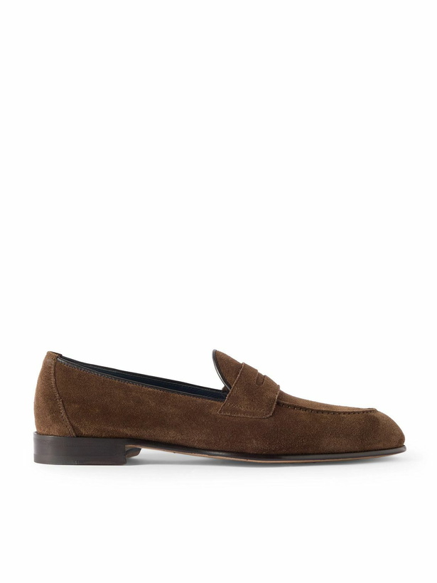 Photo: Brioni - Appia Suede Penny Loafers - Brown