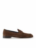 Brioni - Appia Suede Penny Loafers - Brown