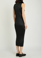 Pleats Please Issey Miyake Pleated Woven Midi Dress Black