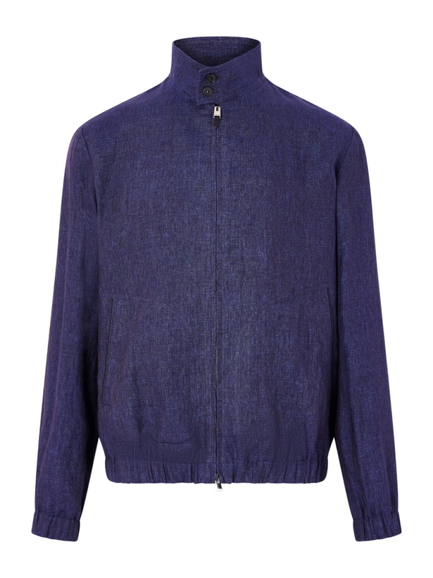Photo: Canali - Linen Bomber Jacket - Blue