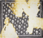 McQueen Black & Yellow Abstract Skull Scarf