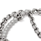 Alexander McQueen Men's Skull & Pearl Bracelet in Silver/Pearl