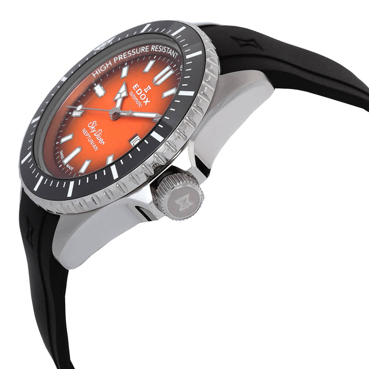 Edox Skydiver Neptunian Automatic Orange Dial Mens Watch 80120 3NCA ODN