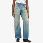 Auralee Women's Selvedge Faded Heavy Denim Pants in Faded Indigo