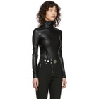 Alexander Wang Black Pleather Turtleneck Bodysuit