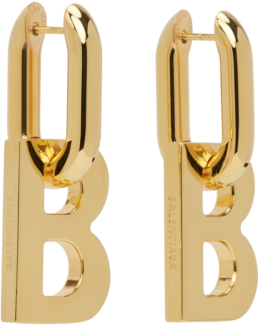 Balenciaga Gold XS B Chain Earrings Balenciaga