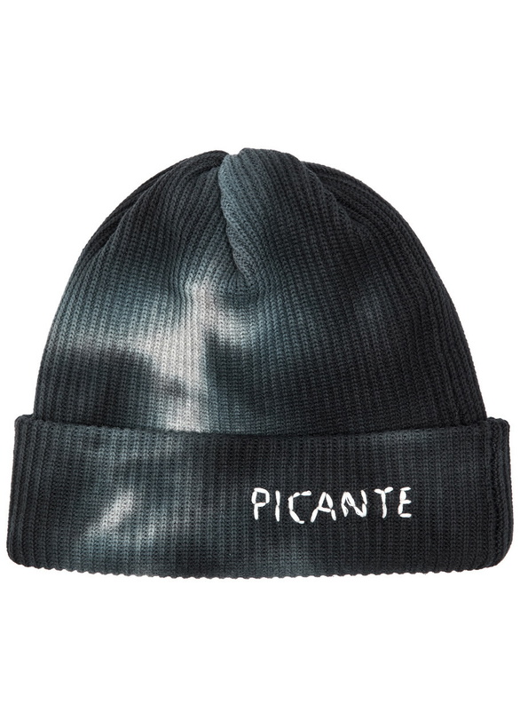 Photo: Picante Logo Tie-dye Ribbed Cotton Beanie - Black - One Size
