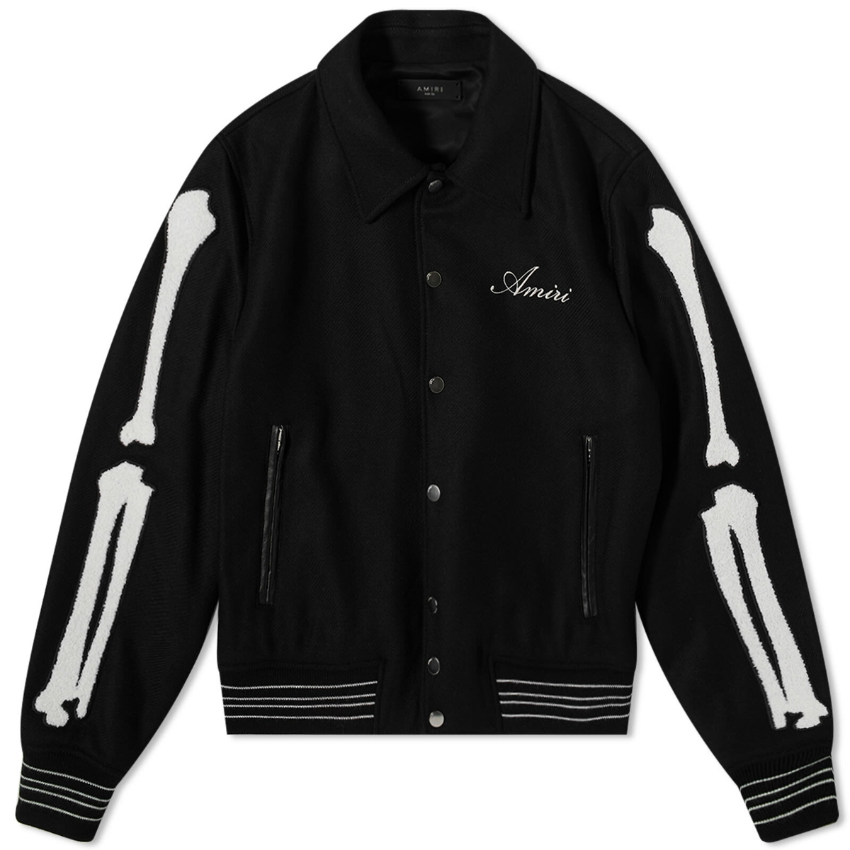 Appliquéd Embroidered Wool-Blend Twill and Leather Varsity Jacket