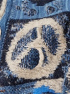 KAPITAL - Boro Gaudy Cotton-Blend Jacquard Sweater - Blue