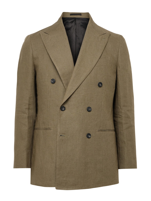 Photo: J. Mueser - Waverly Double-Breasted Linen Suit Jacket - Neutrals