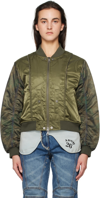 Photo: Andersson Bell Khaki Mesh Sleeve Bomber Jacket