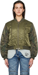 Andersson Bell Khaki Mesh Sleeve Bomber Jacket