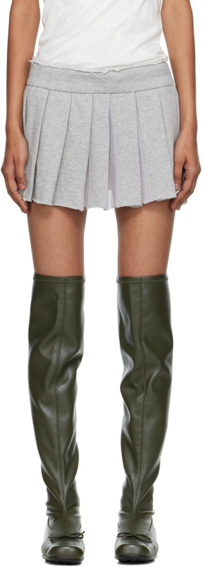 Photo: OPEN YY Gray Pleats Layered Jersey Miniskirt