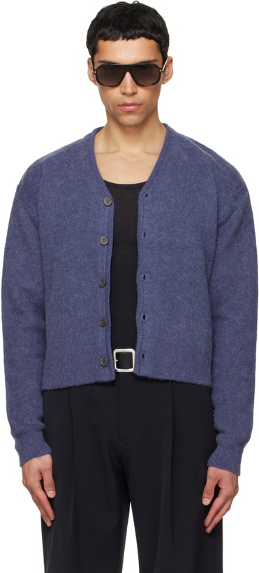 Photo: TONYWACK Purple Brushed Mohair V-Neck Cardigan