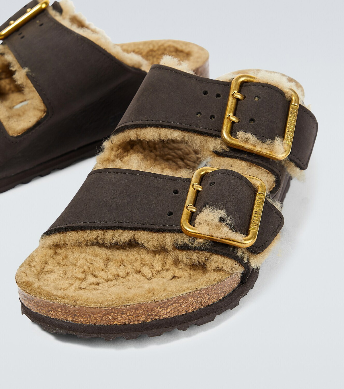 Birkenstock Arizona nubuck and shearling sandals