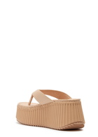 Chloe Nama 80 Thong Leather Wedge Sandals Cream