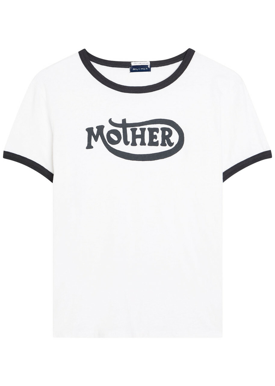 Mother Lil Goodie Ringer Logo-print Cotton T-shirt White