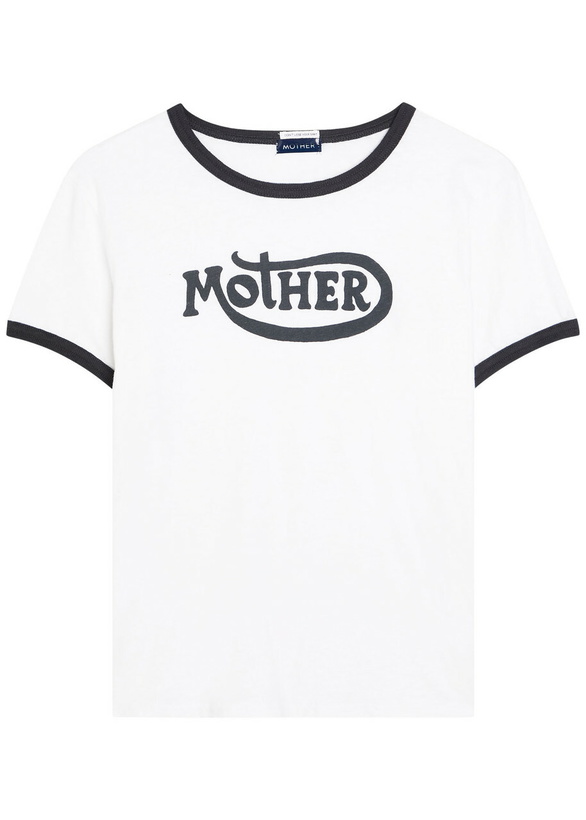 Photo: Mother Lil Goodie Ringer Logo-print Cotton T-shirt White