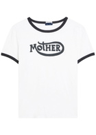Mother Lil Goodie Ringer Logo-print Cotton T-shirt White