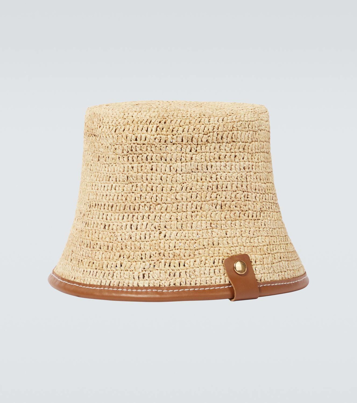 【送料&関税込】Jacquemus Le Bob Soli Le Bob Soli Raffia & Black Leather Bucket Hat | Neiman Marcus