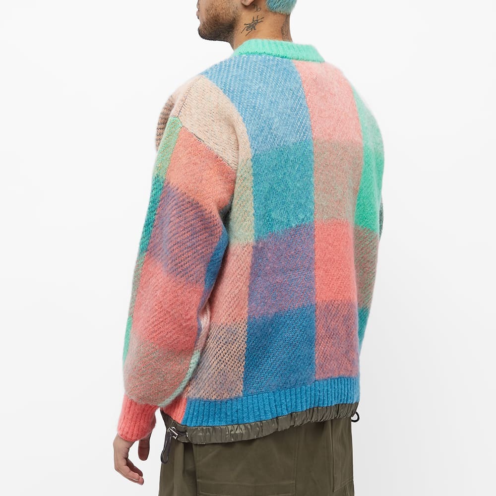 Sacai Men's Plaid Crew Knit in Multi Sacai